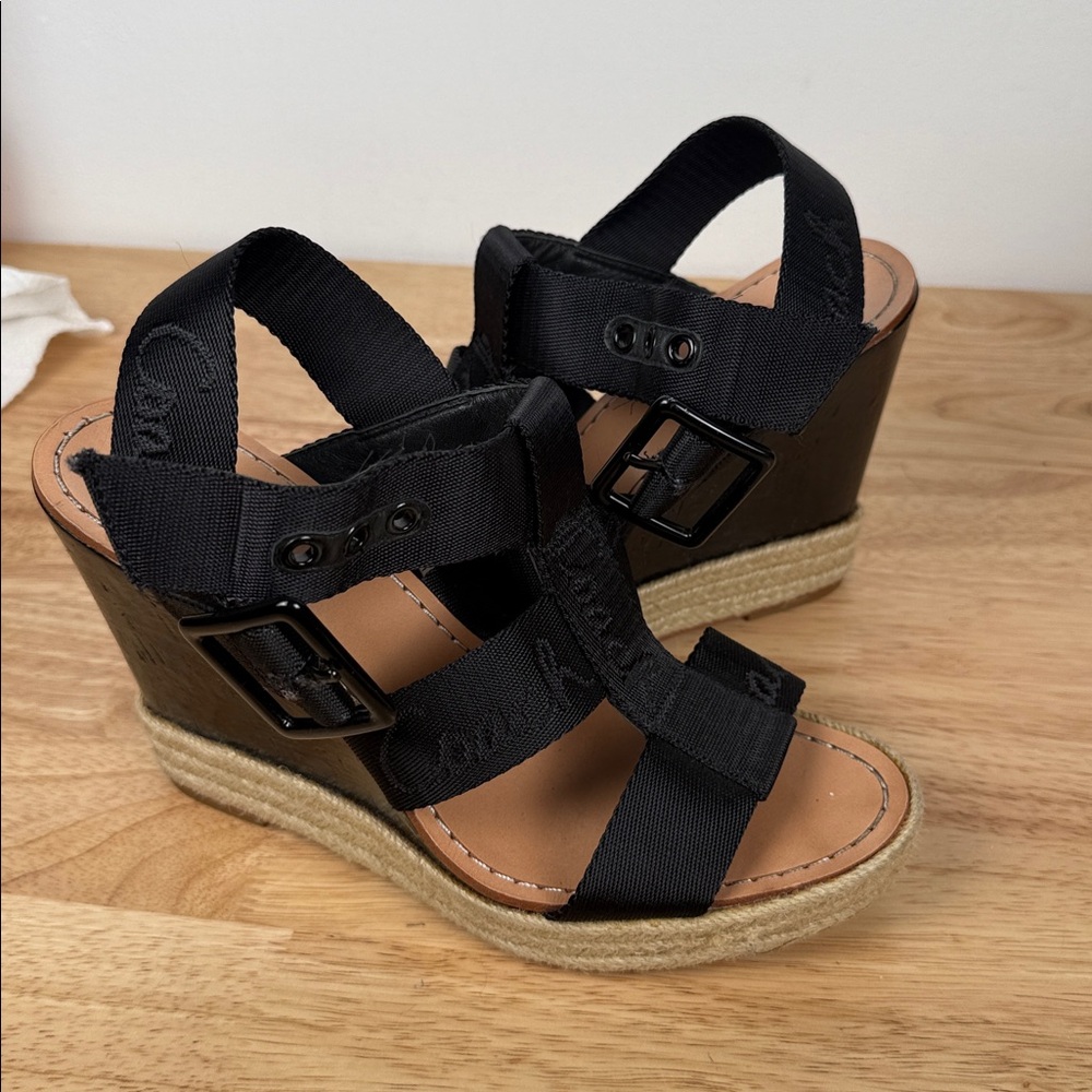 Coach Black Espadrille wedged Sandals - Picture 12 of 16